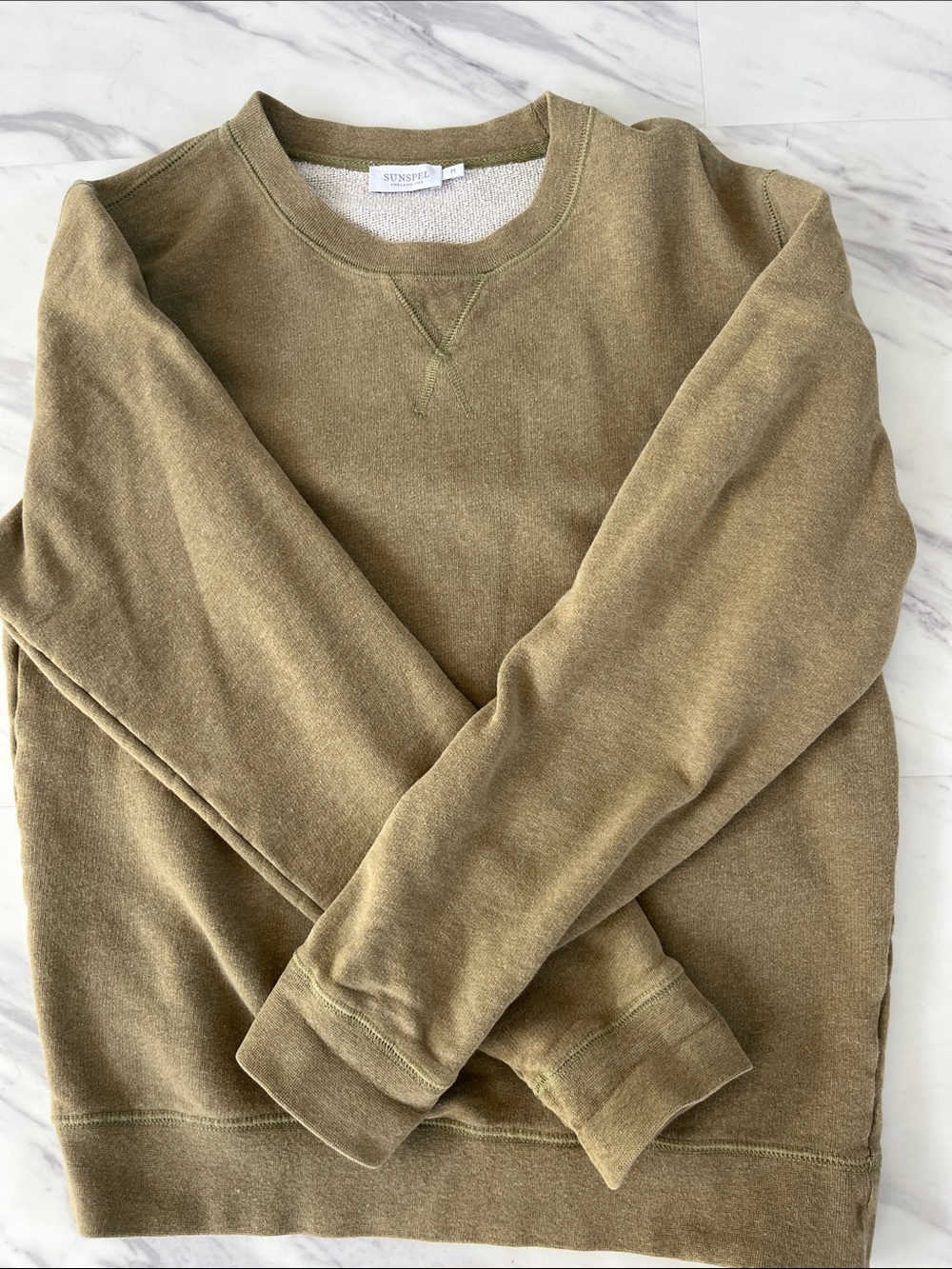 Sunspel Olive Green Crewneck Sweatshirt